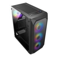AntarcChill New ATX Computer Cabinet Cooling Fan Black Desktop PC Case RGB Good Quality PC Tempered Glass Ce Stock Case Panel