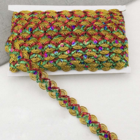 Gimp à coudre DIY, galon doré tressé, 25 mm, 2,5 cm, dentelle tressée à sequins, garniture en tissu pour écharpe, costume, garniture métallique en dentelle