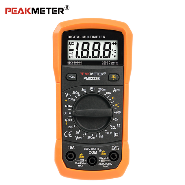 Multimeter 10A DC 600V  Measurement PEAKMETER PM8233B AC DC Voltage and Diode test Handheld Digital Multimeter