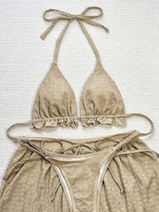 Ensemble bikini 3 pièces pour femme 2026, style brésilien, à licou et à volants, avec short rembourré amovible - Product Image 4