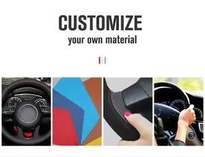 Copri volante per auto in pelle artificiale cucita a mano nera per Lada <span class=keywords><strong>Niva</strong></span> 2006-2017 2107 1997-2012 - Product Image 6