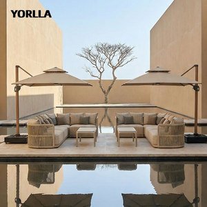 Conjunto <span class=keywords><strong>de</strong></span> Sofás Seccionales <span class=keywords><strong>de</strong></span> Exterior <span class=keywords><strong>de</strong></span> Lujo Moderno, Tejidos con Cuerda, en Forma <span class=keywords><strong>de</strong></span> L, <span class=keywords><strong>para</strong></span> Jardín, Patio, Villa u Hotel - Product Image 5
