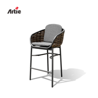 Meubles de jardin en rotin modernes Artie, tabourets de bar hauts, ensemble de bar de jardin, tables et chaises de bar hautes pour hôtel en plein air