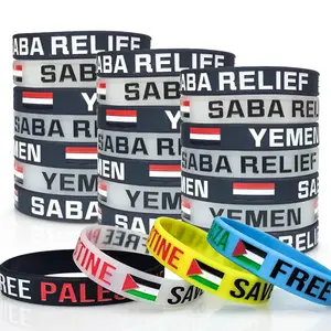 personalisierbar Name Logo Sport palästinensische Symbole und Flaggen zu Gedenken Glauben Silikon-Armband Armband Ring