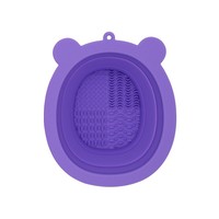 Brosse de nettoyage pliable en silicone Purple Bear à poils doux pour pinceaux de maquillage et vaisselle