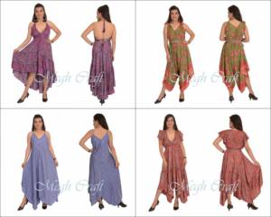 Ladies Bohemian Floral Print Plus Size Silk Crepe Midi Dress Short Sleeve A-Line Beach Wear <b>Ponchos</b> Wholesale - Product Image 6