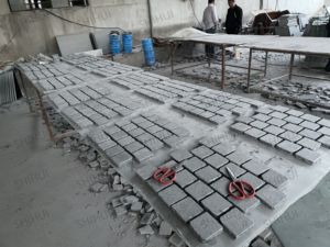 Sh đá tự nhiên đường lái xe màu xám đá granit khối gạch mô hình flamed bề mặt chia cạnh lát đá làm vườn lưới đá cuội - Product Image 4