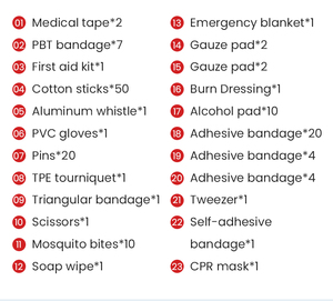 Botiquín de emergencia de supervivencia de primeros auxilios para el hogar personalizado a prueba de agua con logotipo personalizado con torniquete más suministros médicos para acampar - Product Image 4