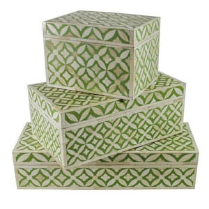 Nouvellement en bois marocain indien os boîte à la main marron haute qualité bijoux décoratifs boîtes faites à la main ensemble pour la décoration de la maison - Product Image 3