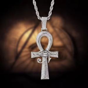 Cunyan Ankh <span class=keywords><strong>Cruz</strong></span> colgante Ojo de Horus Ankh collar antiguo egipcio Hip Hop joyería <span class=keywords><strong>amuleto</strong></span> - Product Image 2