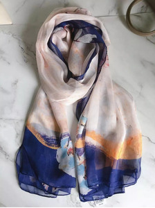 Foulard hijab <span class=keywords><strong>en</strong></span> <span class=keywords><strong>soie</strong></span> peint bloc à la main, accessoires de mode, foulards peints style indien pour dames - Product Image 5