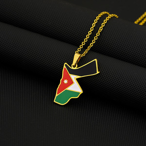 <span class=keywords><strong>Jordan</strong></span> Map Flag collier pendentif goutte d'huile Vintage hommes et femmes titane acier pendentif <span class=keywords><strong>chandail</strong></span> chaîne accessoires - Product Image 2
