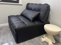Sofá Cama Convertible Multifuncional de 2 Plazas, Sofá de Piel Sintética con Almacenamiento para Apartamentos Pequeños, Sala de Estar