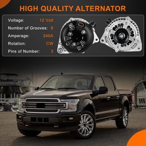 <span class=keywords><strong>Alternador</strong></span> FL3Z10346G 12V 240A para Ford F-150 5.0L V8 2015-2020, 6 Ranuras, Giro en Sentido Horario, Reemplaza 44000/42103/1042110081/1042110080 - Product Image 3