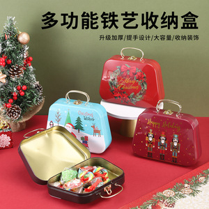 Caja Metálica de Almacenamiento Navideña con Asa, para Regalos, Dulces y Galletas, Vacía - Product Image 2