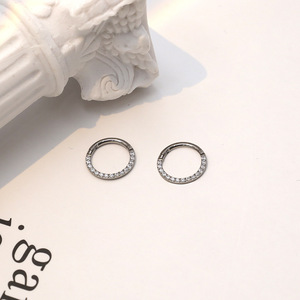 Crystal <b>Piercing</b> Jewelry Round Zircon Hoop <b>Earrings</b> 18K Gold Silver Fashion Trend Minimalist Style Nose Rings For Women - Product Image 3