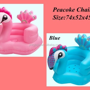 Blue and Pink Peacock <b>Inflatable</b> Baby Chair Soft PVC Toddler <b>Bath</b> Sofa Kid Dinner Chair - Product Image 4