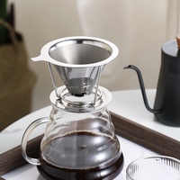 Entonnoir à résidus écologique en acier inoxydable 304 à double couche Filtre à main pour café et thé
