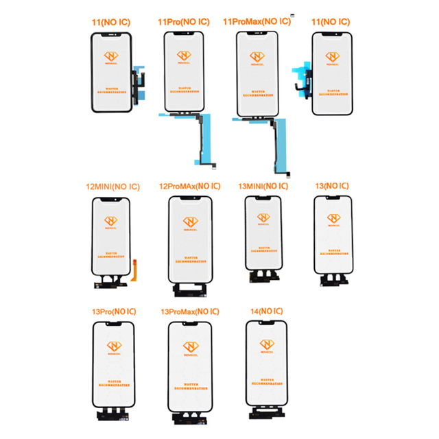 No IC Touch Glass Digitizer With OCA Replacement for iPhone 11 12 13 14 15Pro Max LCD Display Screen Panel Phone Repair Parts