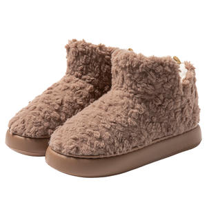 Chaussures en coton à talons hauts pour femmes en hiver, chaudes et moelleuses avec semelles épaisses, adaptées à une utilisation en intérieur et à la maison, antidérapantes - Product Image 4