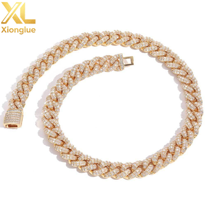 Cadena Cubana de Burbujas de 15mm, Collar Estilo Hip-hop Urbano, Joyería de Marca Versátil y de Tendencia con Zirconia - Product Image 1