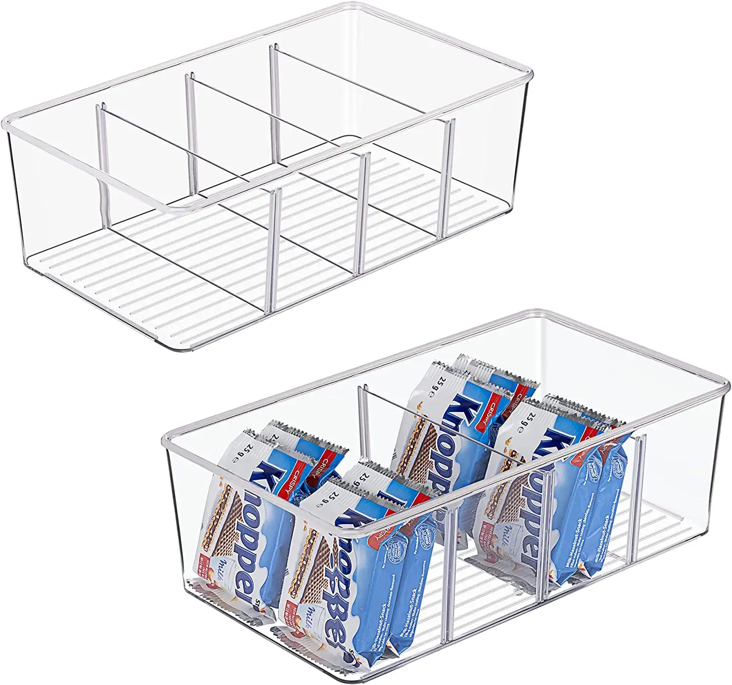 Bacs de stockage des aliments, bacs de stockage en plastique transparent pour le garde-manger, la cuisine, le réfrigérateur, l'organisation et le stockage des armoires,