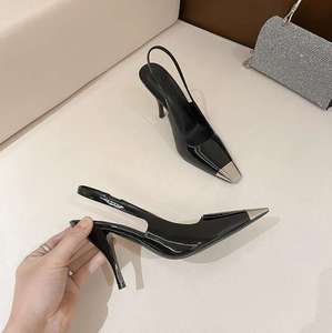 รองเท้าส้นสูงแบบสานหัวแหลมสีดำเซ็กซี่สำหรับผู้หญิง - Product Image 5