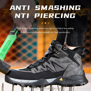 Nouvelles <span class=keywords><strong>bottes</strong></span> <span class=keywords><strong>de</strong></span> sécurité unisexes grises à embout d'acier pour l'extérieur, la randonnée, anti-écrasement, anti-perforation, antistatiques, avec semelle en caoutchouc, pour le travail industriel - Product Image 2