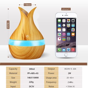 Diffuseur d'arômes JCSY-188, 300 ml, alimenté par USB, design imitation bois, avec télécommande, pour la maison et le bureau - Product Image 5