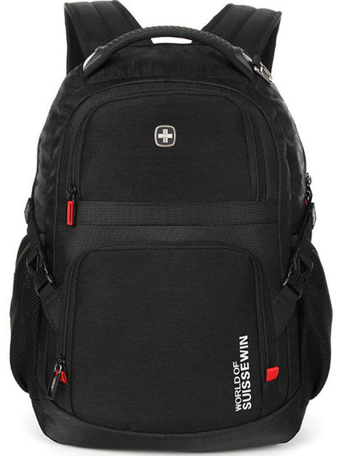 SUISSEWIN Geometric Waterproof Polyester Velvet 30L Lightweight Breathable Unisex Backpack Zipper Hasp Closure Arcuate Shoulder