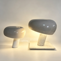 Lampe de table en forme de champignon, base en marbre, abat-jour en céramique gris brillant, lampe de bureau pour villa, hôtel, chambre à coucher, salle à manger, décoration