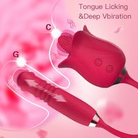 Rosen-Sexspielzeug für Frauen 3-in-1 Rosen-Sexstimulator für Frauen 10 Zungenleck- & 10 Teleskop- & 10 Kugelrotationsmodi Dropshipping