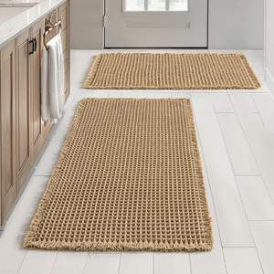 Alfombra de baño rectangular de microfibra absorbente, de color sólido y diseño minimalista para baño, cocina y entrada. - Product Image 1