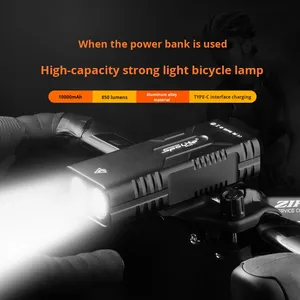 Đèn pha xe đạp tích điện USB 10000mAh siêu sáng tích hợp còi báo động, chống nước, đèn <span class=keywords><strong>LED</strong></span> dành cho xe đạp leo núi, xe đạp đường trường, đi đêm - Product Image 2