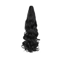 Perruque synthétique ondulée pour femme avec pince à cheveux, pour queue de cheval haute, cheveux longs, grandes ondulations, fibre haute température