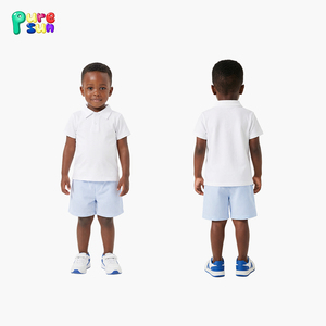 Hochwertige Jungenbekleidungssets Maßgeschneiderte lässige gestreifte Kinderanzüge Hemd und Shorts Jungenbekleidungsset - Product Image 2