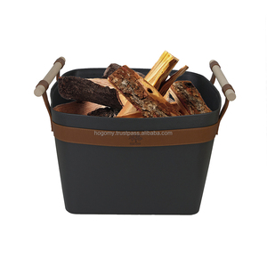 Cesta Apilable Negra SPU-002 Hecha a Mano para Leña, Almacenamiento, Juguetes Infantiles, Cesta de Cuero PU para Leña, Venta al Por Mayor - Product Image 2