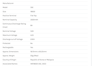بطارية أيون الليثيوم 35E ، بسعة كاملة ، بطارية أيون الليثيوم INR 35E inah ACCU أسطوانية - Product Image 6