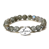 Rinntin gmb06 pulseira de prata esterlina 7.5, bracelete com contas naturais de labradorita 925 polegadas