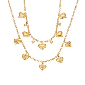 Collana a <span class=keywords><strong>Cuore</strong></span> in Acciaio Inossidabile con Zircone Placcata in Oro 18k, Gioiello Personalizzato e di Lusso Leggero - Product Image 3