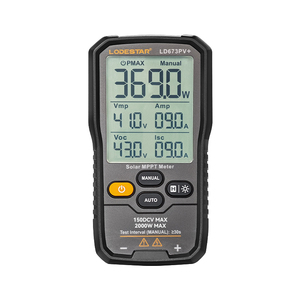 Testeur solaire Lodestar LD673PV+ MPPT, mesure de tension en circuit ouvert, courant de court-circuit, rétroéclairage, maintien des données, garantie 1 an, en plastique - Product Image 1
