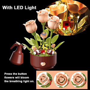 Planta en Maceta con Flor Eléctrica Mágica, Moderna y Lujosa, Ramo de Rosas con Control Remoto, Decoración para el Hogar, Iluminación Dinámica, Bloques de Construcción - Product Image 3