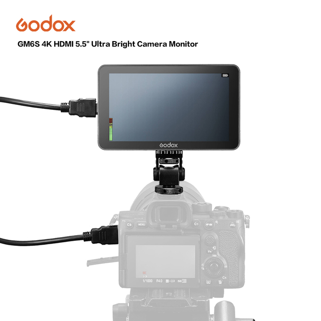 GODOX GM6S 5.5-inch 4K Highlight Monitor GM6S Camera Field Touchscreen Ultra-bright On-Camera Monitor Video Focus Assist