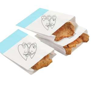 Sac en papier blanc jetable personnalisé avec logo, résistant à l'huile, pour sandwichs, biscuits, à emporter, avec fond renforcé, pour snacks et chips - Product Image 1