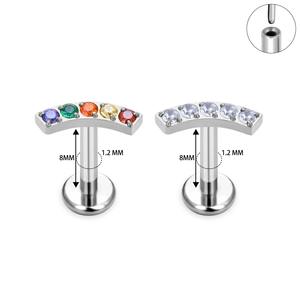 Perno Labret para <span class=keywords><strong>Piercing</strong></span> de Labio, Joyería Corporal, Parte Trasera Plana Cómoda que Evita la Irritación de las Encías, Aleación de Titanio ASTM-F-136 con Recubrimiento PVD - Product Image 3
