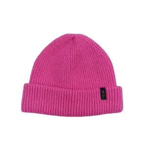 Customized logo with basic beanie,Winter beanie hat with solid color for women, 100%acrylic beanie