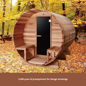 Sauna a Botte per Esterni in Legno Massello di Cedro Rosso, Riscaldamento a Vapore, Impermeabile, Anticorrosione, per Hotel e Resort di Lusso, Guangdong - Product Image 6