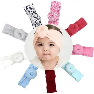 Handmade Round Knot Headband Soft Baby Girl Hair Accessory Nylon Turban Headband Girls Nylon Headwear