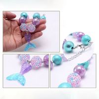 Joyería de moda Popular colorido gran cuenta aleación tres esmalte Color sirena cola encanto Collar para niños