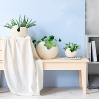 Moderne nordische Art elegante weiße Keramik Eierschale Vase große Form Blumentopf Home Desktop-Dekor